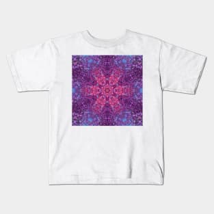 Digital Mandala Pink Purple and Blue Kids T-Shirt